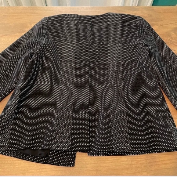 Eileen Fisher Roundneck Jacket Organic Cotton Kurume Dash Black Gray Small - Picture 4 of 5